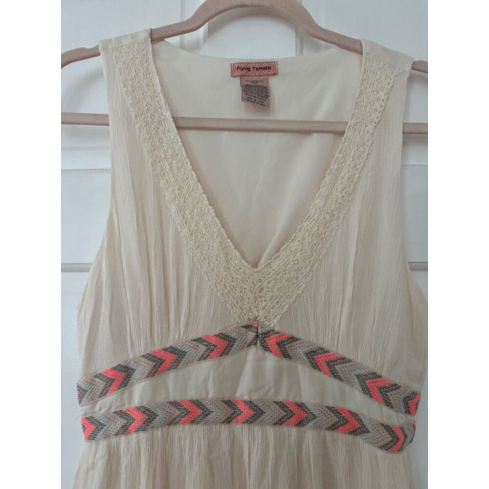 Flying Tomato Cream Empire Waist Maxi Dress with Lace, Size L - Picture 4 of 7